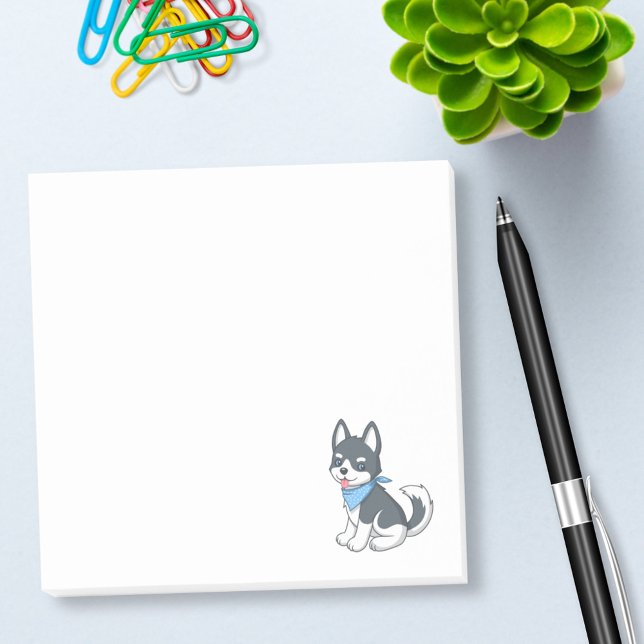 Cute Cartoon Husky Puppy Dog Post-it Notes (Creator Uploaded)