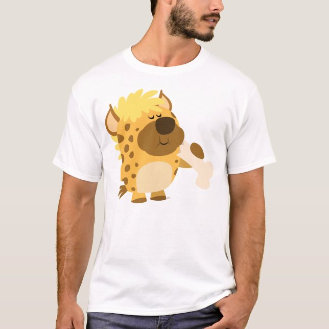 Cute Cartoon  Hyena Crushing a Bone Kids T-Shirt (Front)