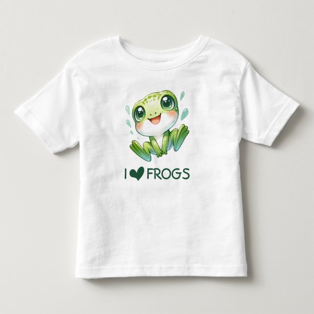 Cute Cartoon I Love Frogs Toddler T-shirt (Front)