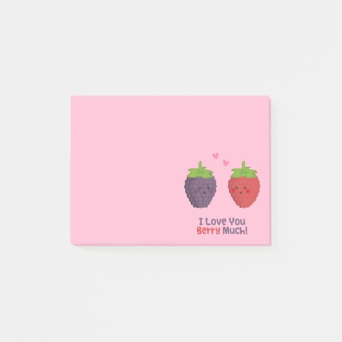 Cute Cartoon I Love You Berry Much Pun Post_it Notes