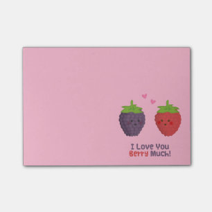 Cute Cartoon I Love You Berry Much Pun Post-it Notes