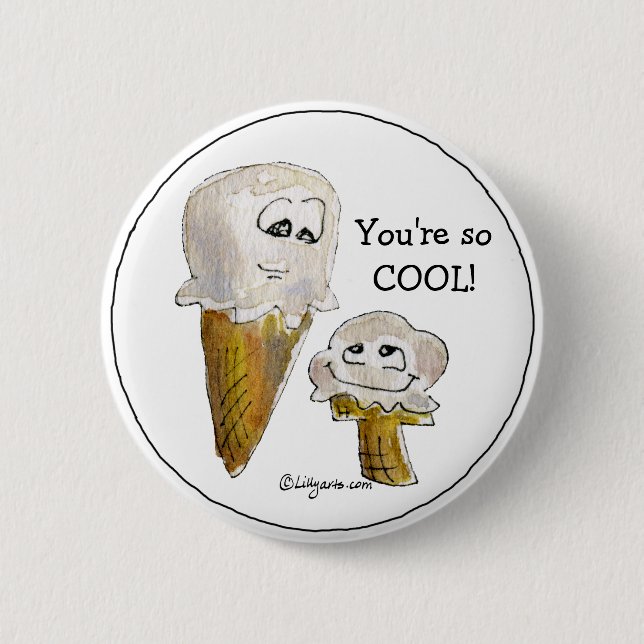 Cute Cartoon Ice Cream Cones Button (Front)