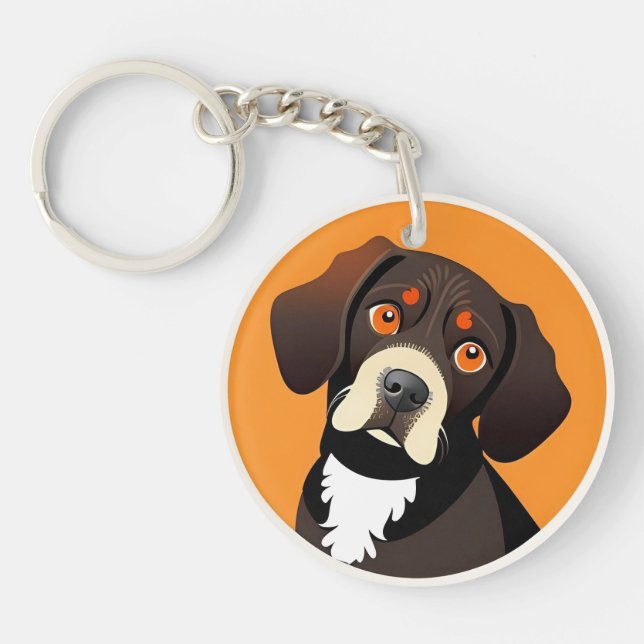 Cute Cartoon Illustration of a Puppy Keychain (Front)