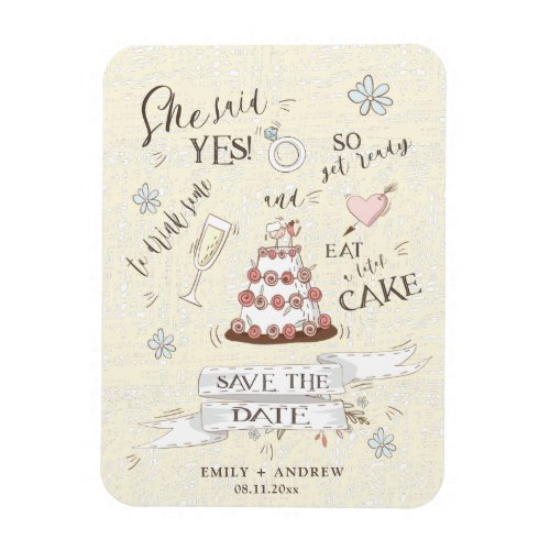 cute cartoon illustration save the date magnet