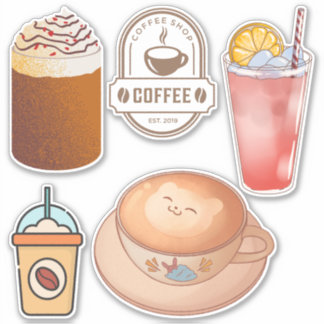 Cute cartoon image Drink Coffee Kawaii Scrapbook Sticker