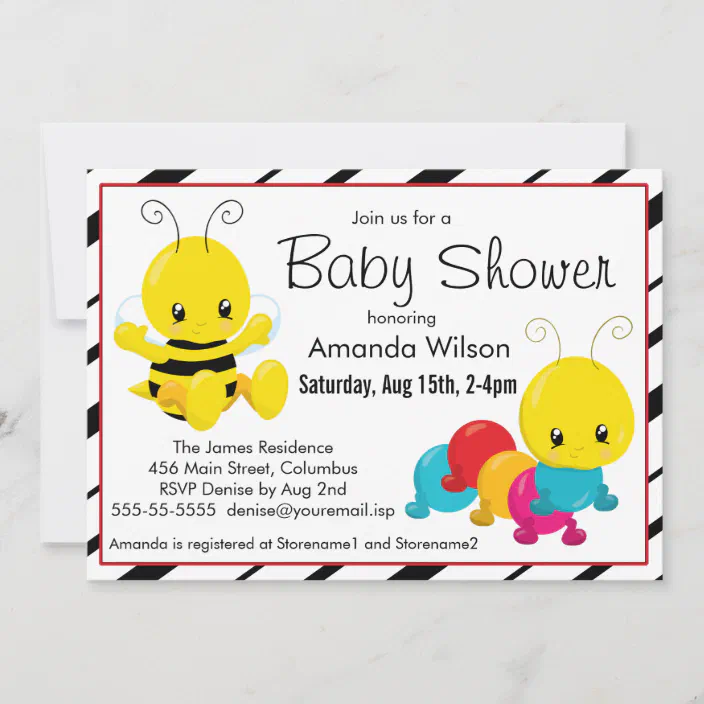 Girls Bugs & Insects Baby Shower Invitations 