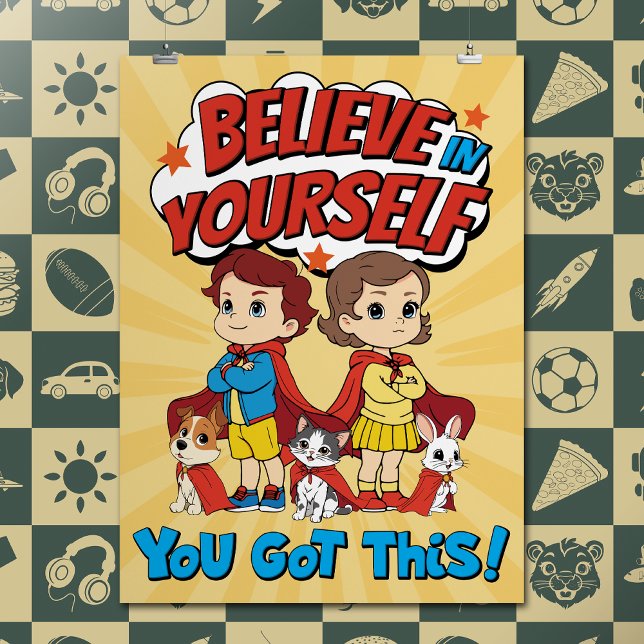Cute Cartoon Inspirational Quote Comic Typography Poster (Creator Uploaded)