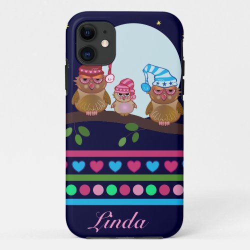 Cute cartoon iPhone 5 Case_Mate Owl family iPhone 11 Case