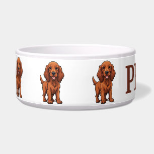 Cute Cartoon Irish Setter Personalize Bowl
