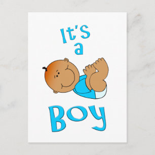 Cute Cartoon It’s a Boy Text in Bright Blue - Invitation Postcard