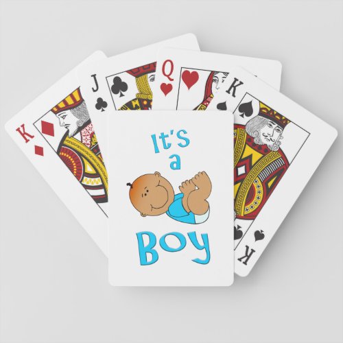 Cute Cartoon Itâs a Boy Text in Bright Blue _ Playing Cards