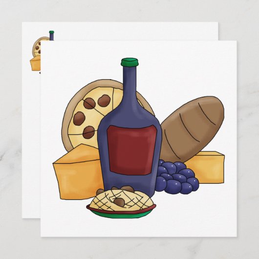 Cute Cartoon Italian Food Pasta Bread Wine Cheese (Front/Back)