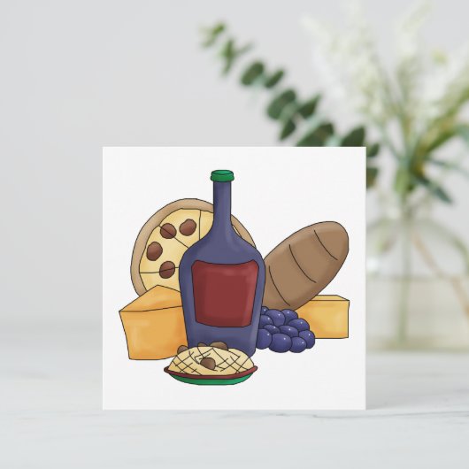 Cute Cartoon Italian Food Pasta Bread Wine Cheese (Standing Front)