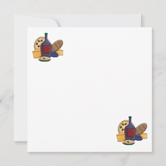 Cute Cartoon Italian Food Pasta Bread Wine Cheese (Back)