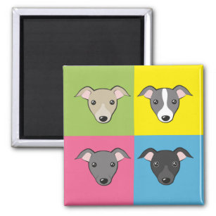 Cute cartoon Italian greyhounds colorful pop art Magnet