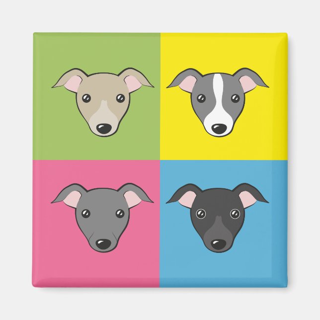 Cute cartoon Italian greyhounds colorful pop art Magnet (Front)