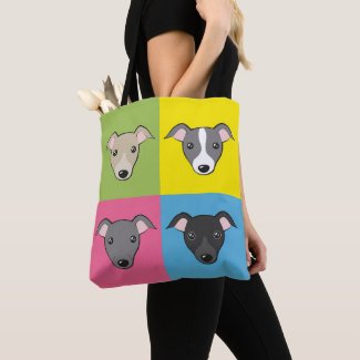 Cute cartoon Italian greyhounds colorful pop art
