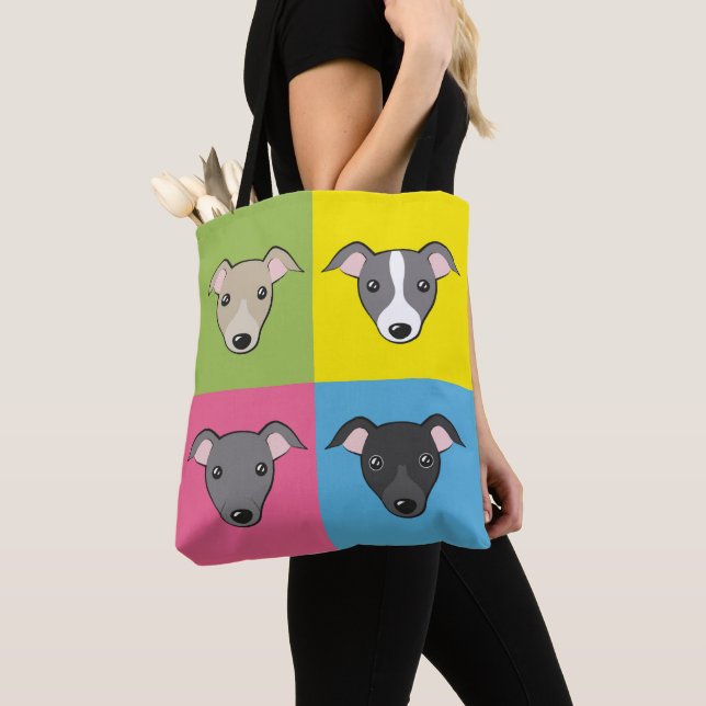 Cute cartoon Italian greyhounds colorful pop art Tote Bag (Close Up)