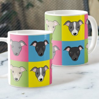 Cute cartoon Italian greyhounds pop art pattern