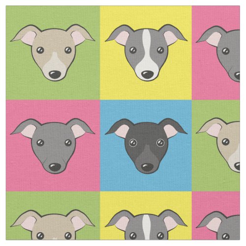 Cute cartoon Italian greyhounds pop art pattern Fabric