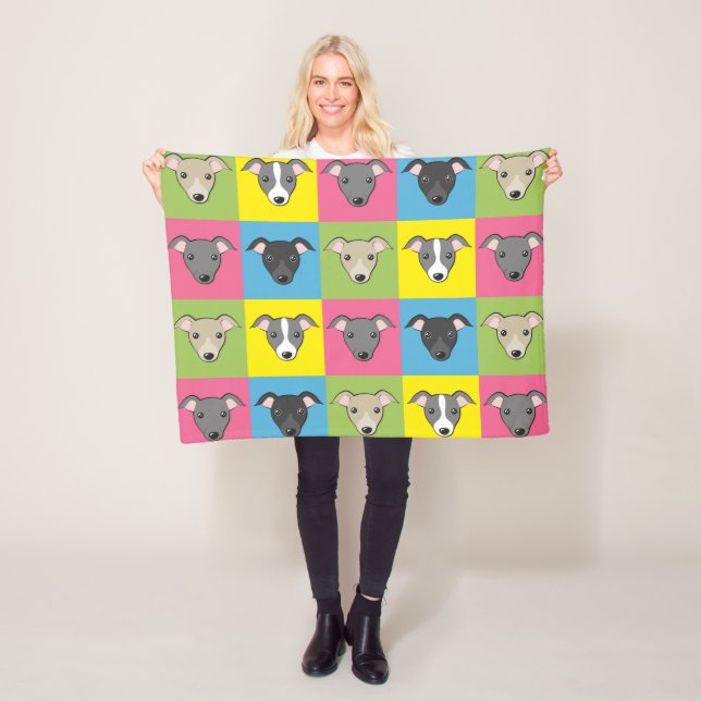 Cute cartoon Italian greyhounds pop art pattern Fleece Blanket (In Situ)