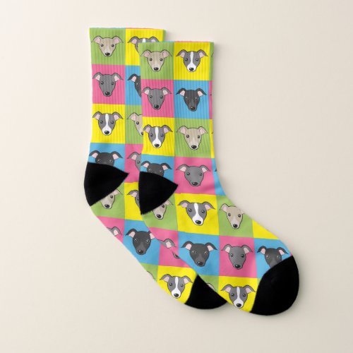 Cute cartoon Italian greyhounds pop art pattern Socks