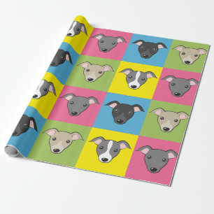 Cute cartoon Italian greyhounds pop art pattern Wrapping Paper