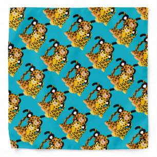 Cute Cartoon Jaguars In Love Bandana