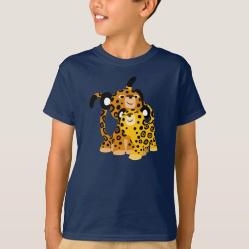 Cute Cartoon Jaguars In Love Children T_Shirt