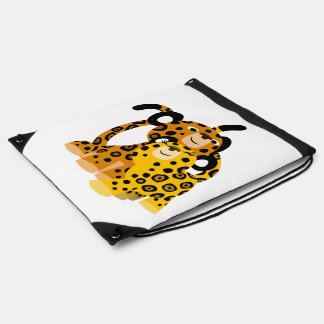Cute Cartoon Jaguars In Love Drawstring Backpack