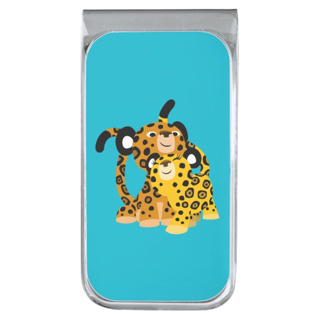 Cute Cartoon Jaguars In Love Money Clip (Front Vertical)