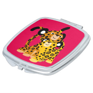 Cute Cartoon Jaguars In Love Pocket Mirror