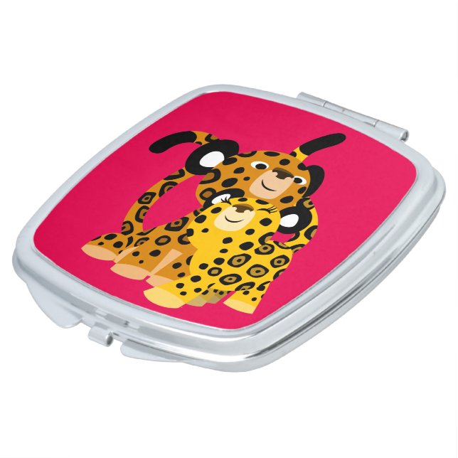 Cute Cartoon Jaguars In Love Pocket Mirror (Turned)