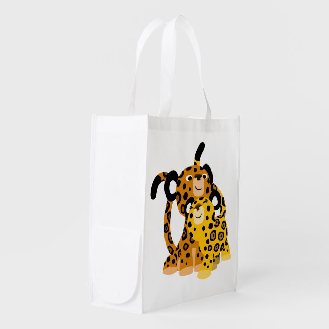 Cute Cartoon Jaguars In Love Reusable Bag (Front Side)
