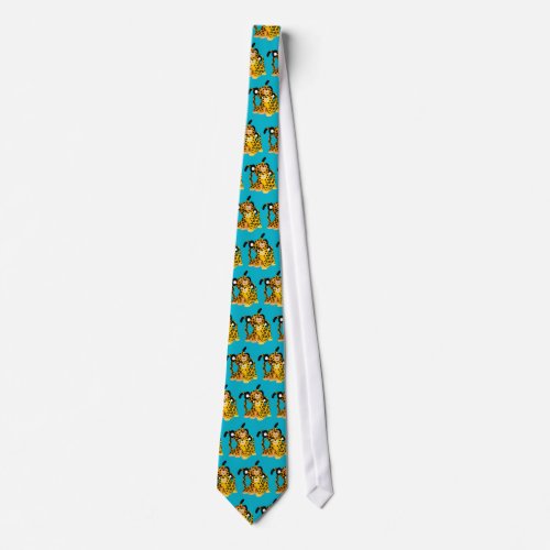 Cute Cartoon Jaguars In Love Tie