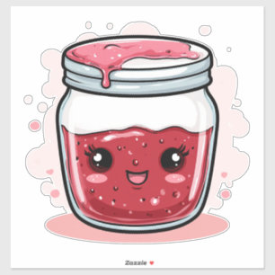 Cute Cartoon Jar of Berry Jam with Happy Expressio Sticker