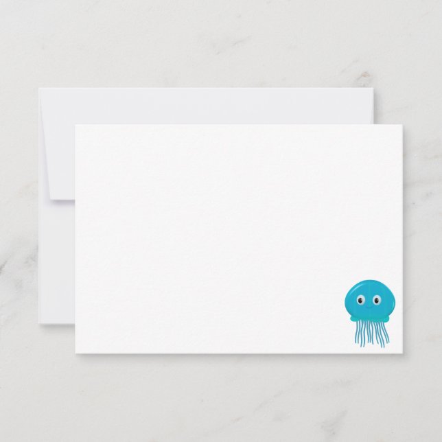 Cute Cartoon Jellyfish Custom Blank Note Card (Front)