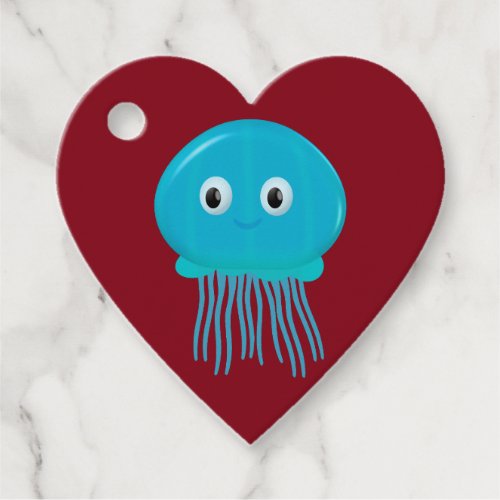Cute Cartoon Jellyfish In Blue Ocean Favor Tags