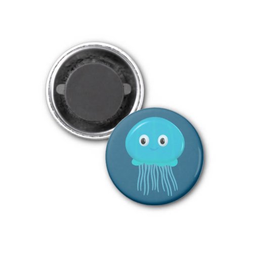 Cute Cartoon Jellyfish In Blue Ocean Magnet