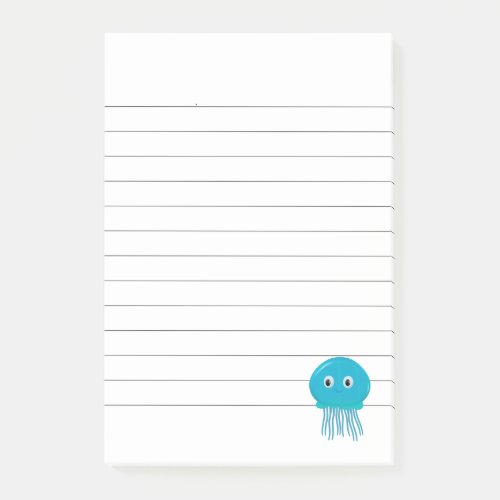 Cute Cartoon Jellyfish Lined  Post_it Notes