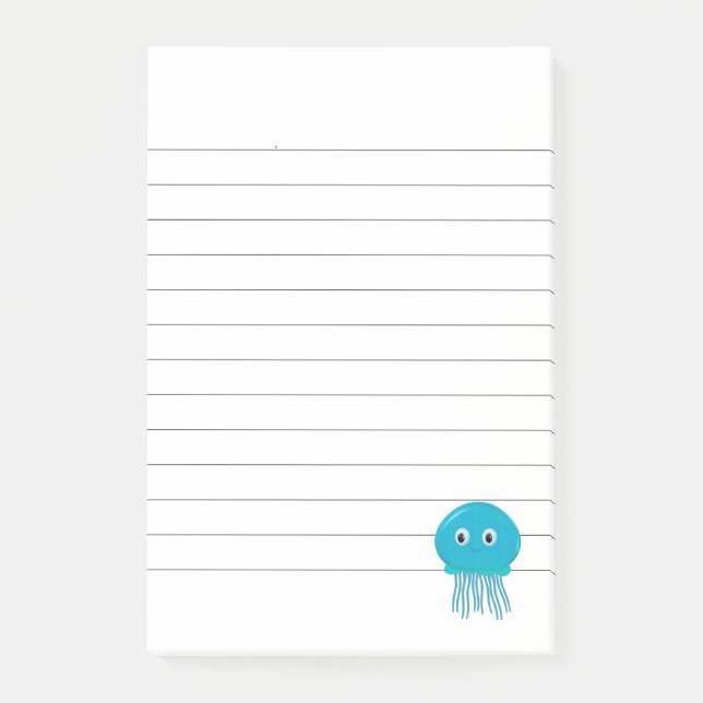 Cute Cartoon Jellyfish Lined  Post-it Notes (Front)