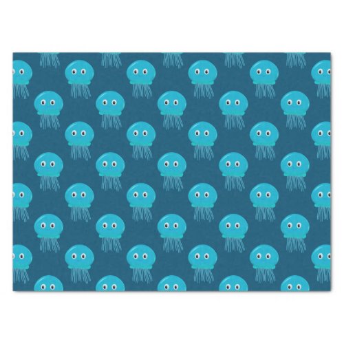 Cute Cartoon Jellyfish Pattern In Blue Ocean Tissue Paper