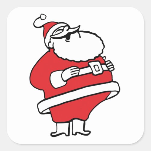 Cute Cartoon Jolly Santa Claus Laughing Ho Ho Ho Square Sticker