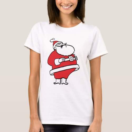 Cute Cartoon Jolly Santa Claus Laughing Ho Ho Ho T_Shirt