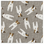 cute cartoon JRT Jack Russell dogs pattern greige Fabric