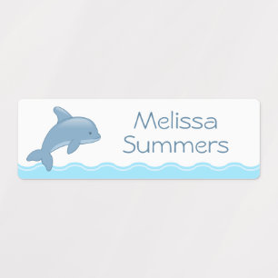 Cute Cartoon Jumping Dolphin Kids' Labels