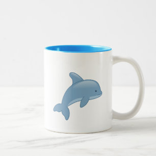 Cute Cartoon Jumping Dolphin Two-Tone Coffee Mug