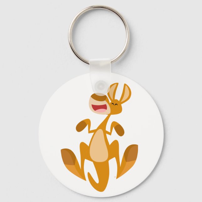 Cute Cartoon Jumping Kangaroo Keychain (Front)