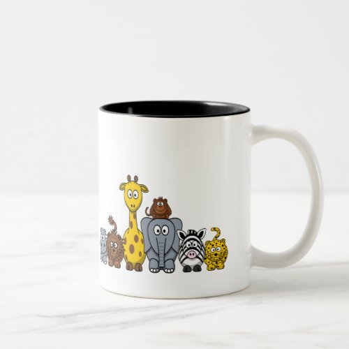 Cute Cartoon Jungle Animals Two_Tone Coffee Mug