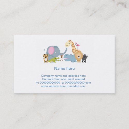 cute cartoon jungle safari animal set business cards